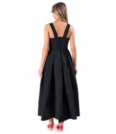 Flared matte taffeta dress with strappy corset