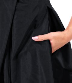 Flared matte taffeta dress with strappy corset