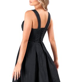 Flared matte taffeta dress with strappy corset
