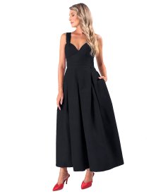 Flared matte taffeta dress with strappy corset