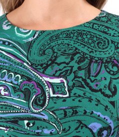 Viscose midi dress printed with paisley motifs
