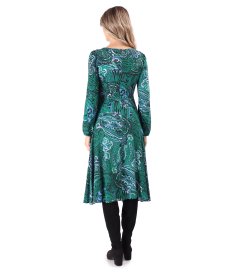 Viscose midi dress printed with paisley motifs