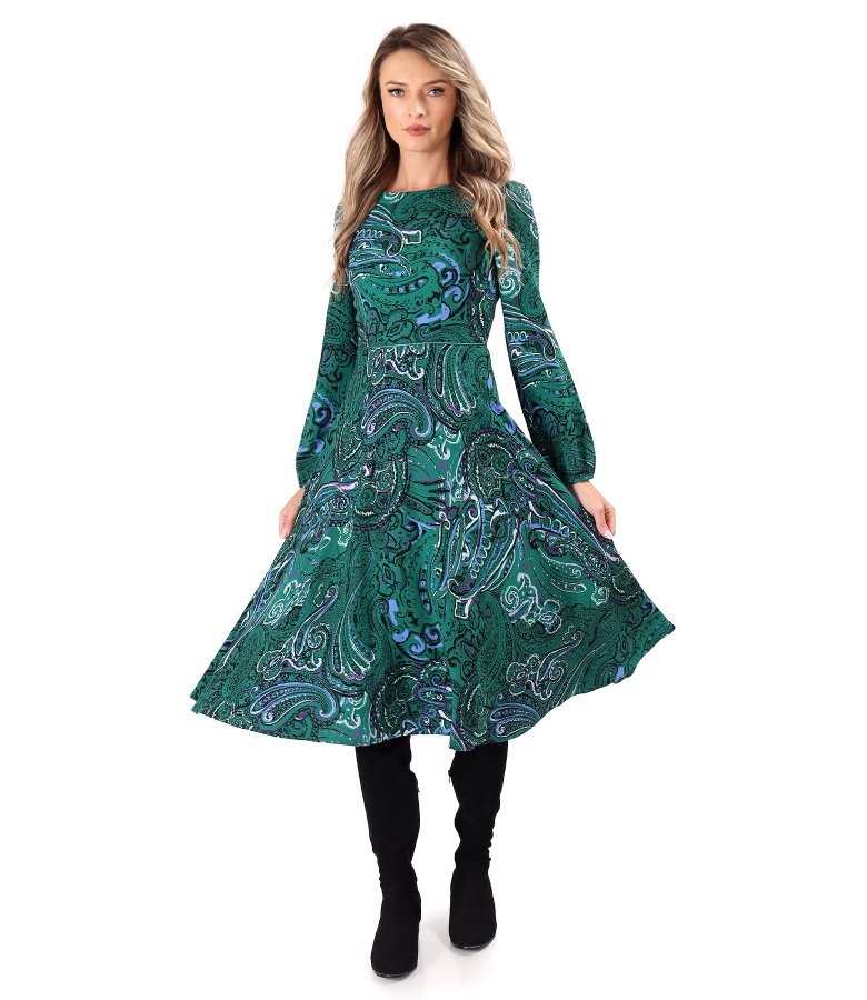 Viscose midi dress printed with paisley motifs