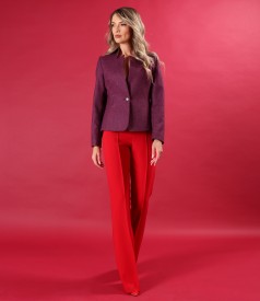 Office outfit with flared pants and a woolen jacket
