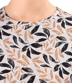 Elastic jersey blouse with mid-length sleeves