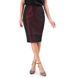 Taffeta tapered skirt with changing effect