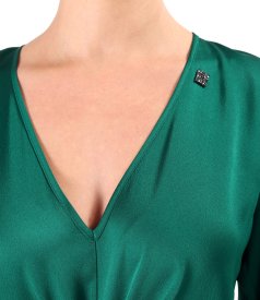 Satin midi dress with twisted cord at the waist