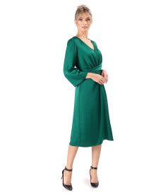 Satin midi dress with twisted cord at the waist