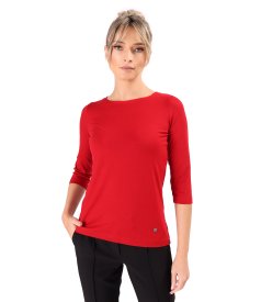 Elastic jersey blouse with 3/4 sleeves