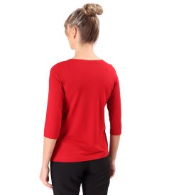 Elastic jersey blouse with 3/4 sleeves
