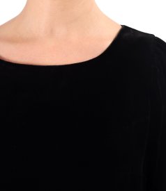 Elegant velvet dress with silk