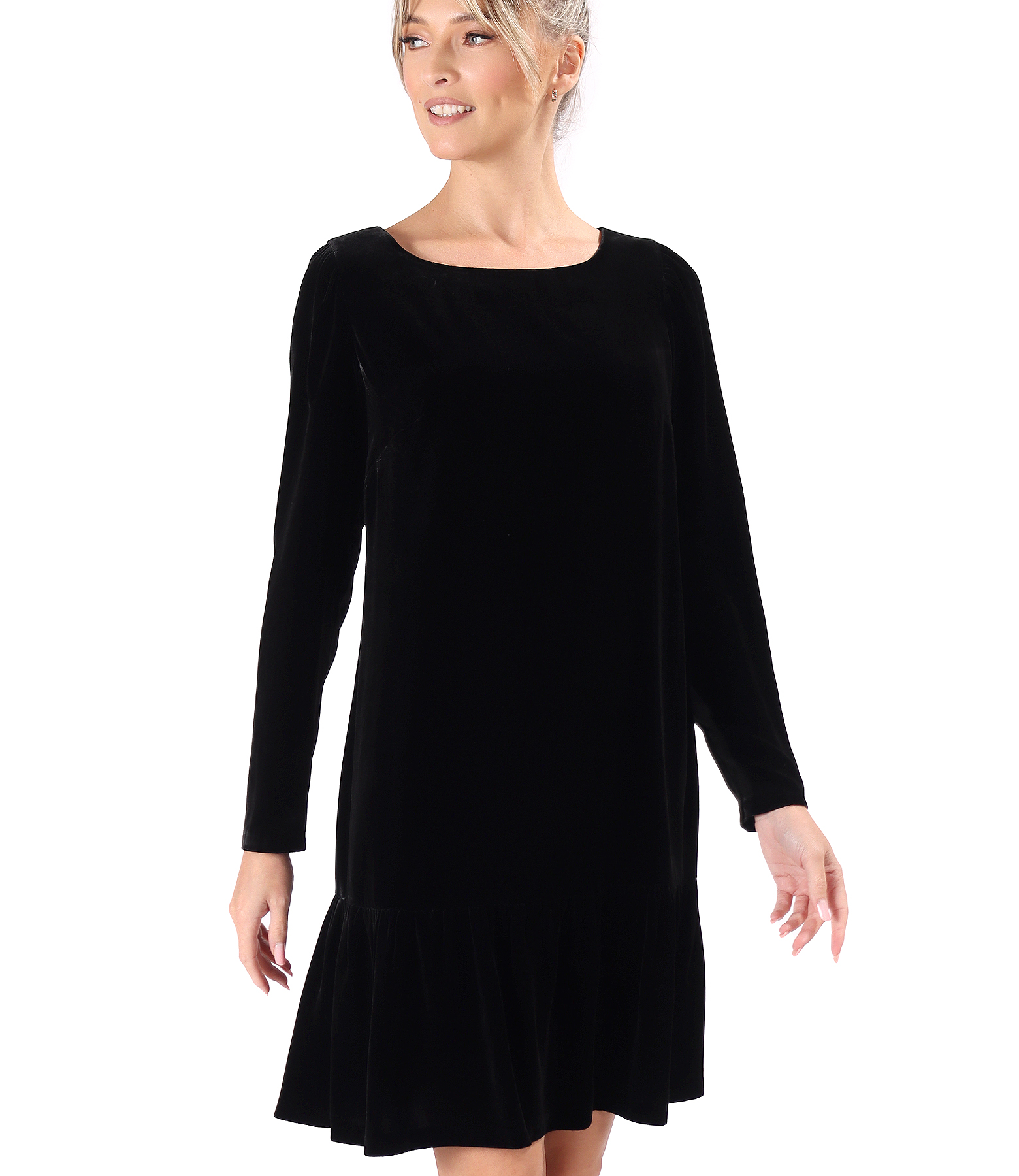 Elegant velvet dress with silk