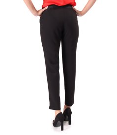 Ankle pants made of elastic fabric with viscose