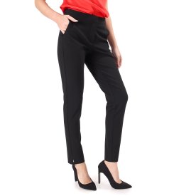 Ankle pants made of elastic fabric printed with stripes