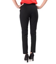 Ankle pants made of elastic fabric printed with stripes