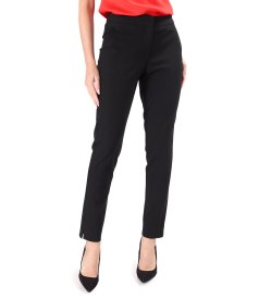 Ankle pants made of elastic fabric printed with stripes