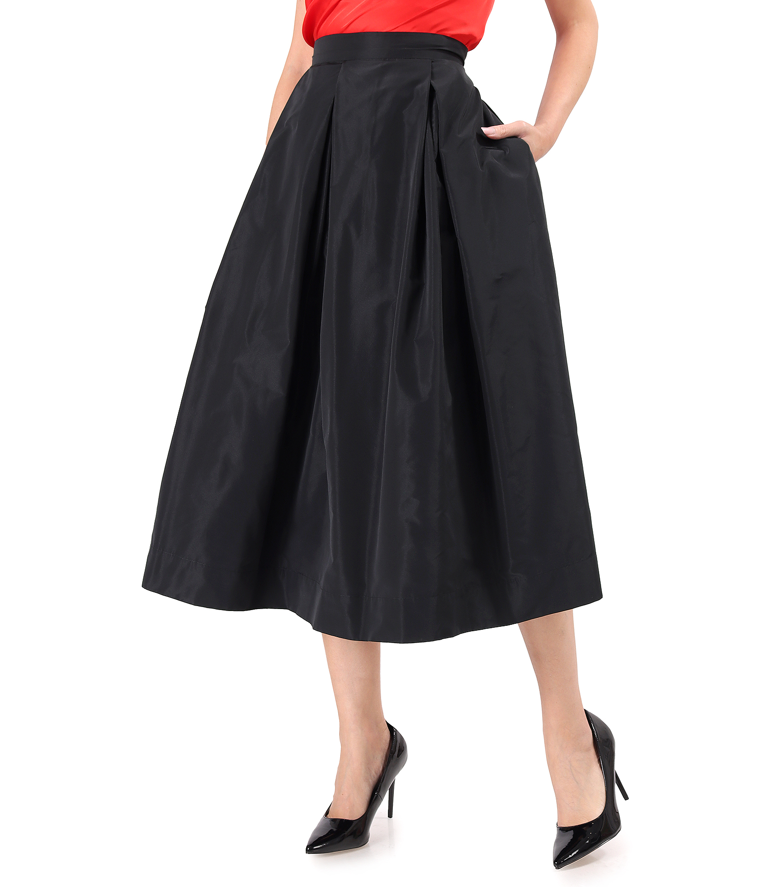 Midi skirt made of matte-effect taffeta