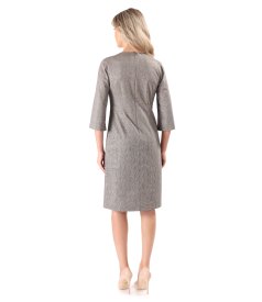 Elegant dress made of checked fabric with gold metallic thread