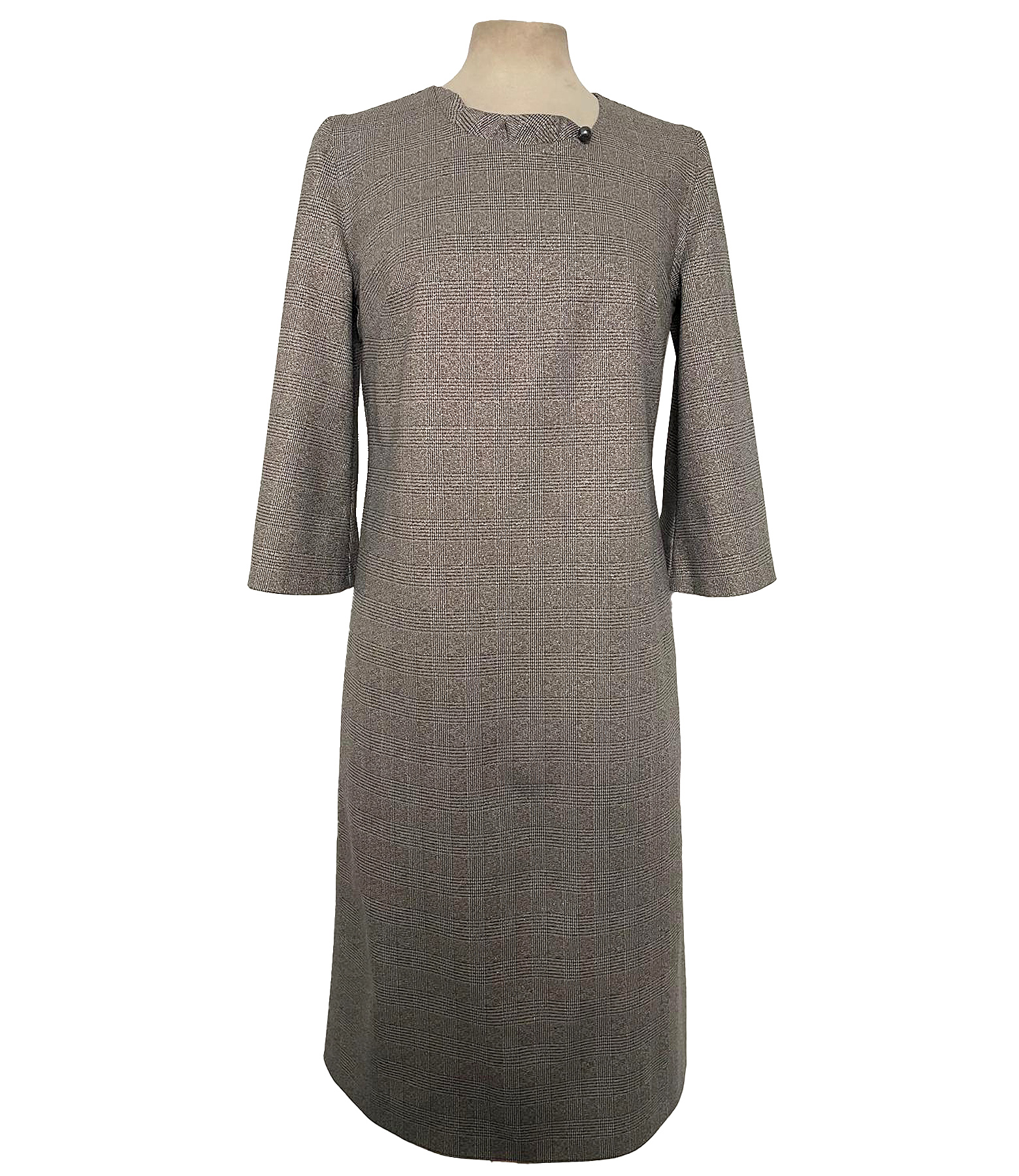 Office dress made of checked fabric with metallic thread