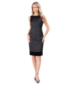 Rochie de seara din satin cu garnitura din catifea