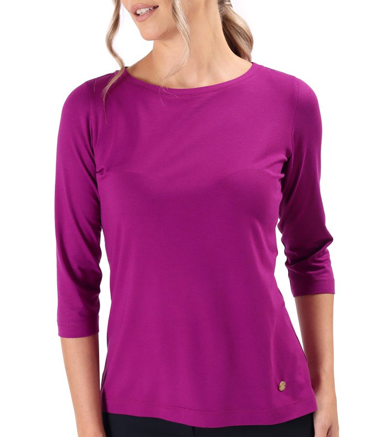 Elastic jersey blouse with 3/4 sleeves