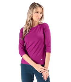 Elastic jersey blouse with 3/4 sleeves
