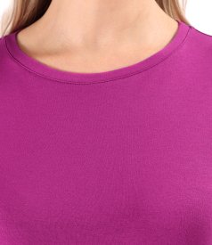 Elastic jersey blouse with 3/4 sleeves