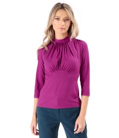 Elegant blouse made of jersey gathered at the neckline