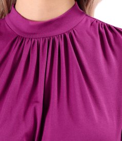 Elegant blouse made of jersey gathered at the neckline