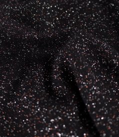 Elastic jersey blouse with metallic thread and pleated neckline