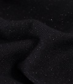 Elastic jersey blouse with metallic thread and pleated neckline