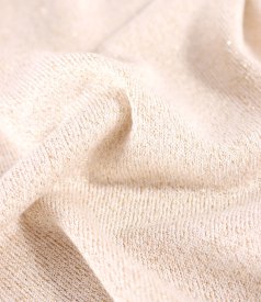 Elastic jersey blouse with metallic thread and pleated neckline