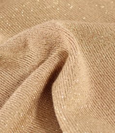 Elastic jersey blouse with metallic thread and pleated neckline