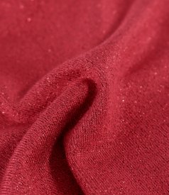 Elastic jersey blouse with metallic thread and pleated neckline