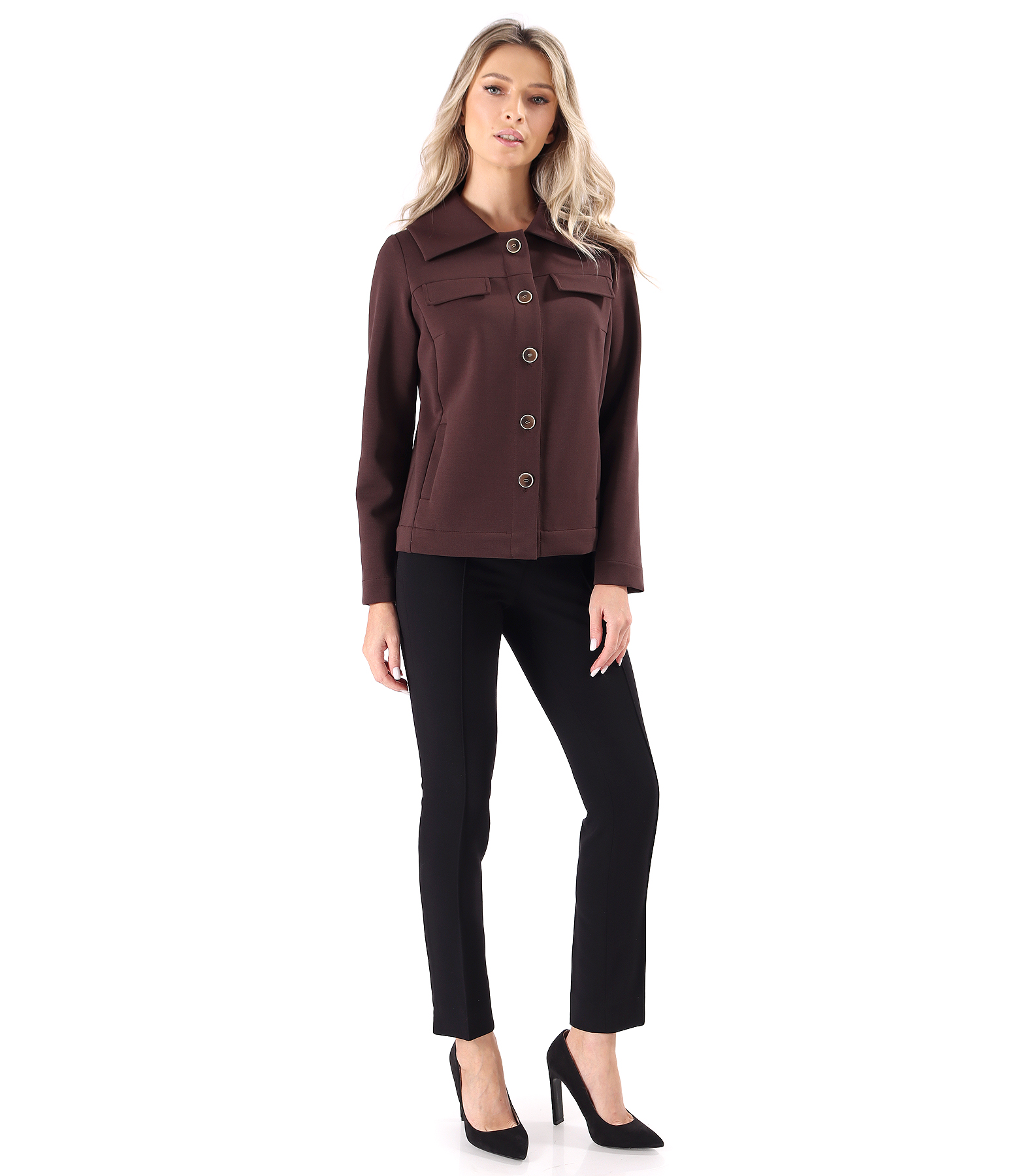 Elegant ankle pants made of elastic fabric