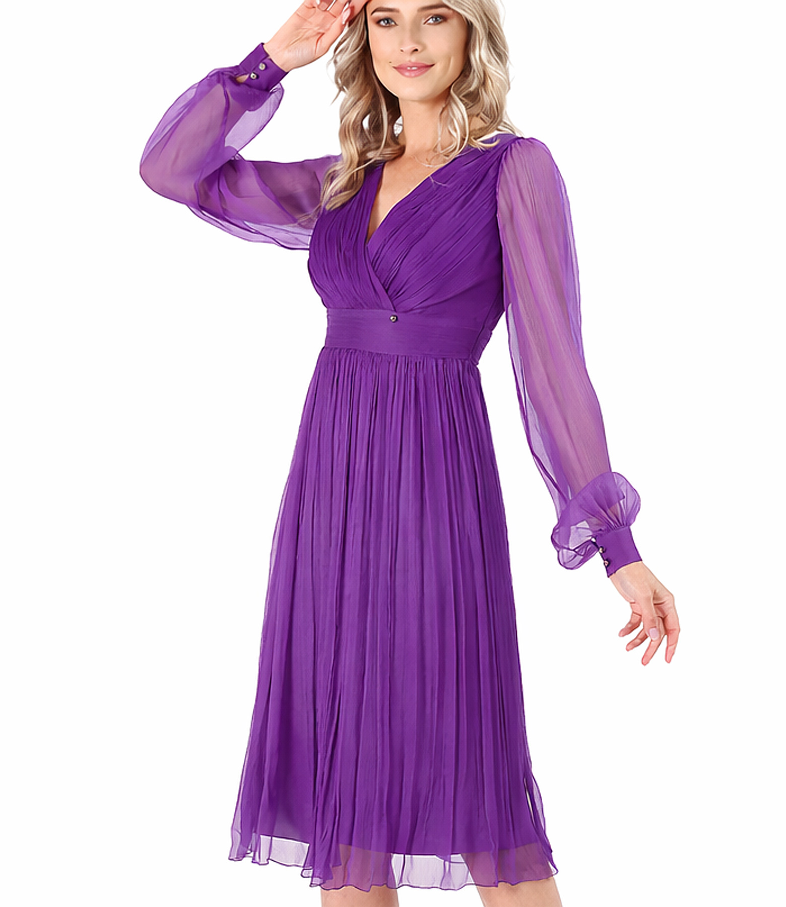 Elegant dress made of natural silk veil