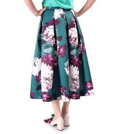 Fusta midi clos imprimata cu flori supradimensionate
