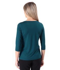Elastic jersey blouse with 3/4 sleeves