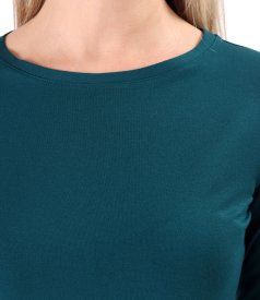 Elastic jersey blouse with 3/4 sleeves