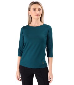 Elastic jersey blouse with 3/4 sleeves