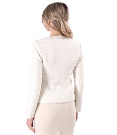 Sacou elegant din bucle cu bumbac si fir argintiu