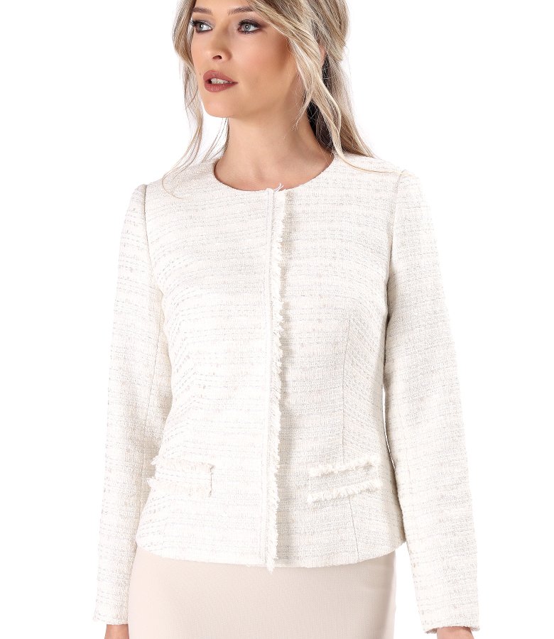 Elegant jacket made of cotton and silver thread