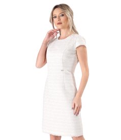 Rochie eleganta din bucle cu bumbac si fir argintiu