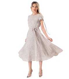 Elegant viscose dress printed with polka dots