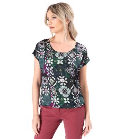 Bluza lejera din satin de viscoza imprimata cu motive florale