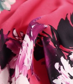 Midi dress made of natural silk printed with floral motifs