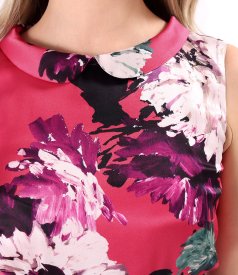 Midi dress made of natural silk printed with floral motifs