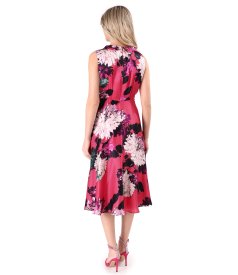Midi dress made of natural silk printed with floral motifs