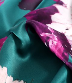 Midi dress made of natural silk printed with floral motifs