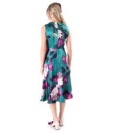 Midi dress made of natural silk printed with floral motifs